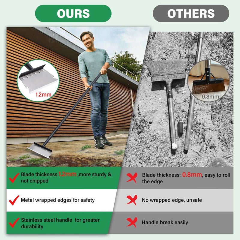 Pragmatist Garden Shovel, Ice Scraper, Multifunctional Cleaning Shovel with 59" Adjustable Handle Heavy Duty Garden Tool for Lawn Edging, Scraping, Weed and Ice Removal - Image 4